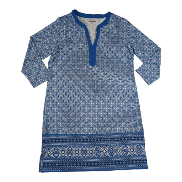 Lands End Swim Cover Up Dress Womens Small 6-8 Geometric Resortwear Beach - Picture 1 of 7